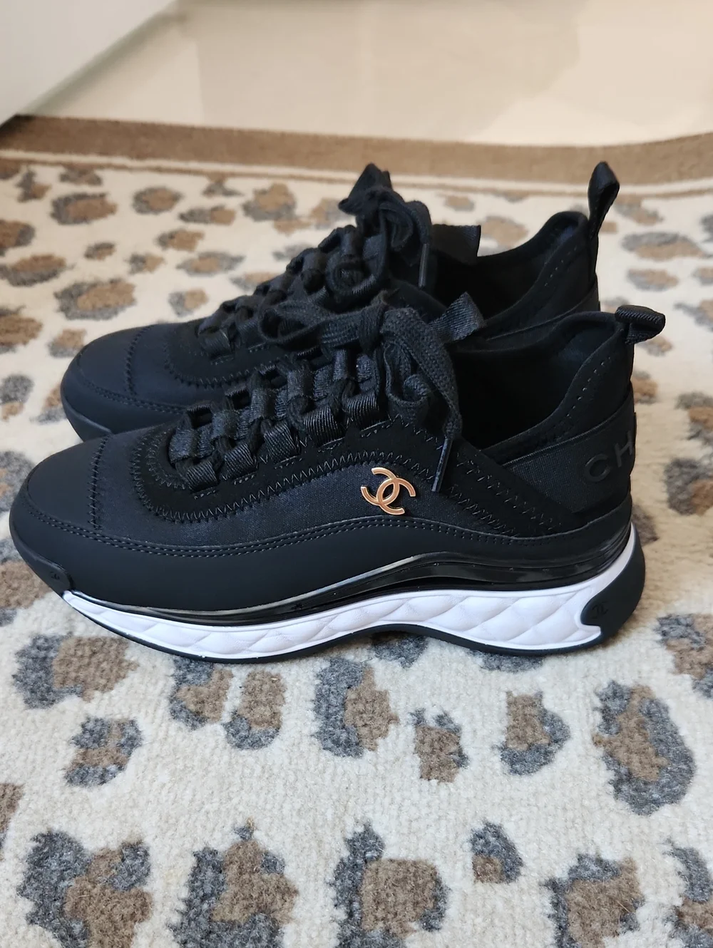 Black Sneakers with Gold Logo Insole - Picture 2 of 5